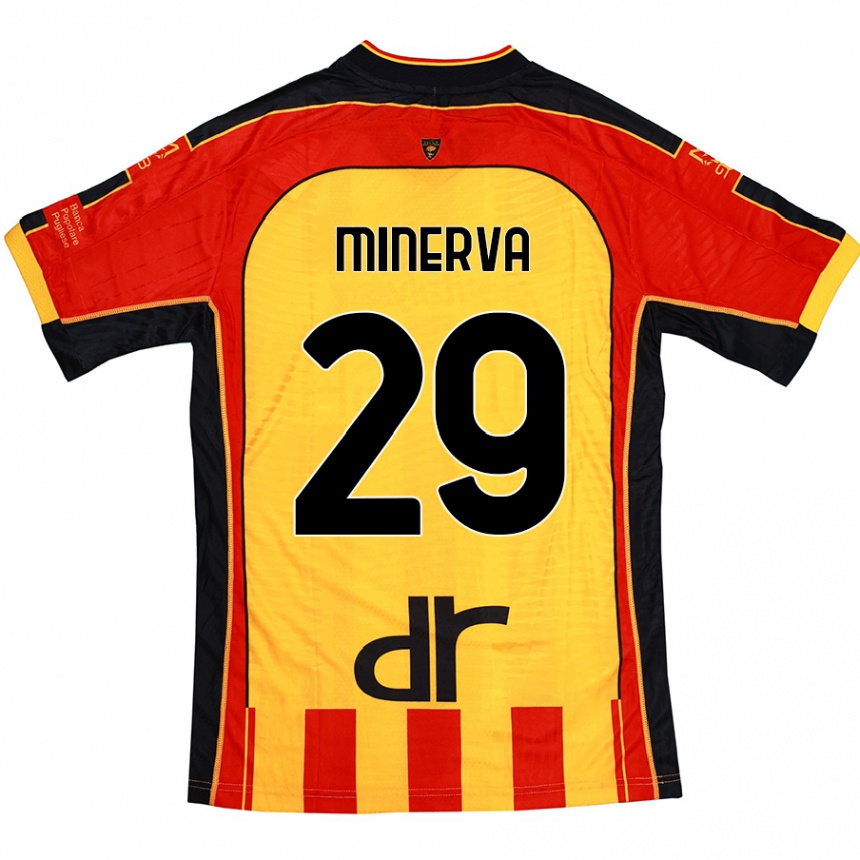 גברים כדורגל Francesco Minerva #29 צהוב אדום ג'רזי ביתית 2024/25