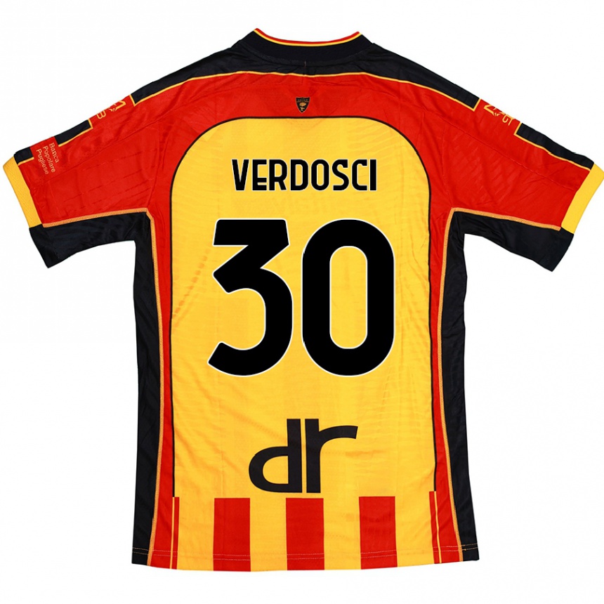 גברים כדורגל Simone Verdosci #30 צהוב אדום ג'רזי ביתית 2024/25