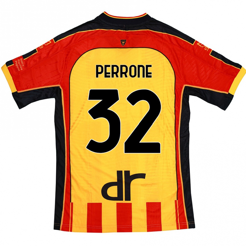 גברים כדורגל Samuele Perrone #32 צהוב אדום ג'רזי ביתית 2024/25
