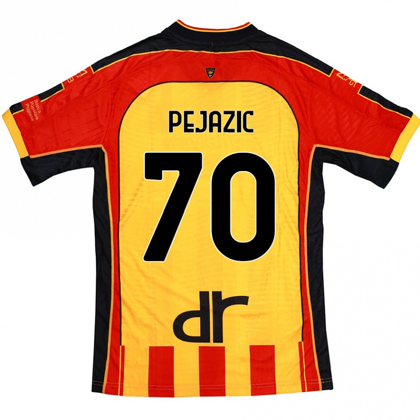 גברים כדורגל Mario Pejazic #70 צהוב אדום ג'רזי ביתית 2024/25