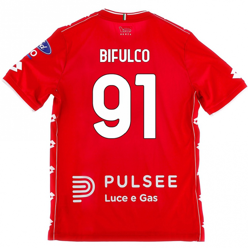גברים כדורגל Davide Bifulco #91 אדום לבן ג'רזי ביתית 2024/25