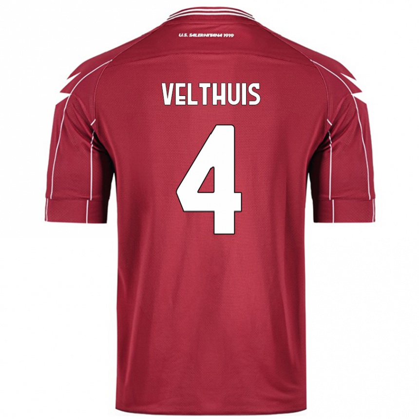 גברים כדורגל Tijs Velthuis #4 בורדו ג'רזי ביתית 2024/25