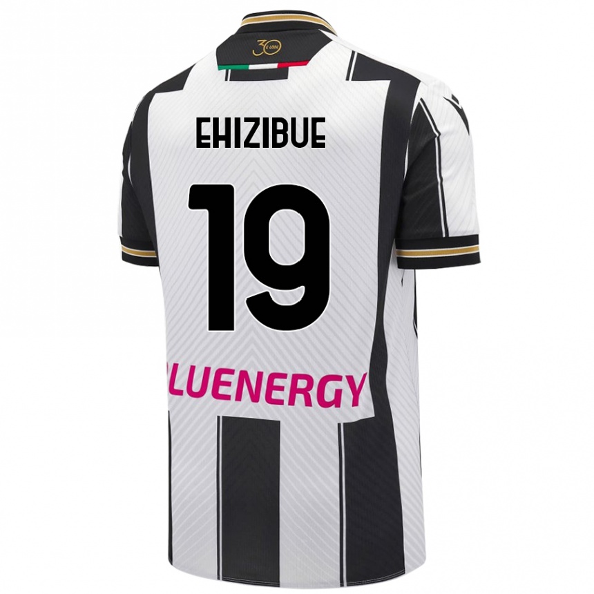 גברים כדורגל Kingsley Ehizibue #19 לבן שחור ג'רזי ביתית 2024/25