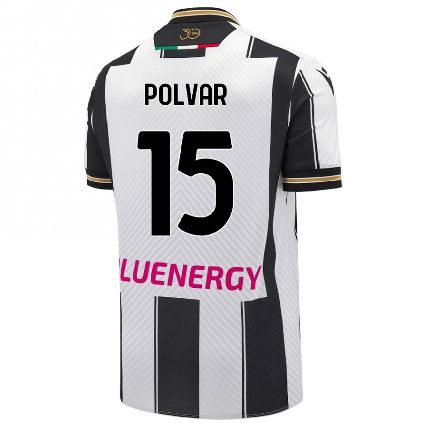 גברים כדורגל Francesco Polvar #15 לבן שחור ג'רזי ביתית 2024/25