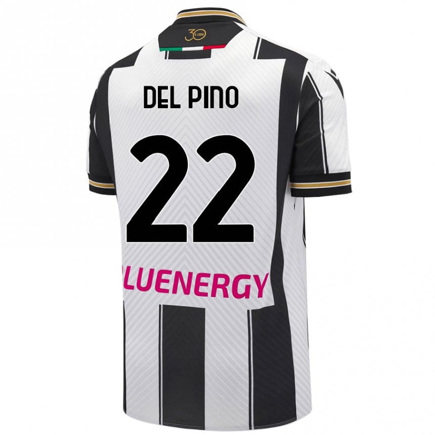 גברים כדורגל Lorenzo Del Pino #22 לבן שחור ג'רזי ביתית 2024/25