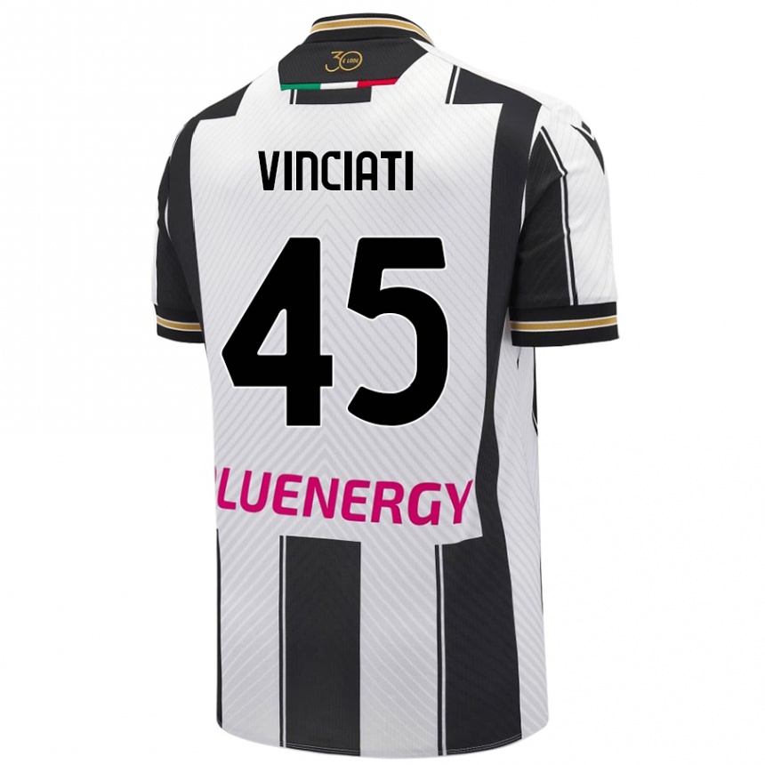 גברים כדורגל Giulio Vinciati #45 לבן שחור ג'רזי ביתית 2024/25