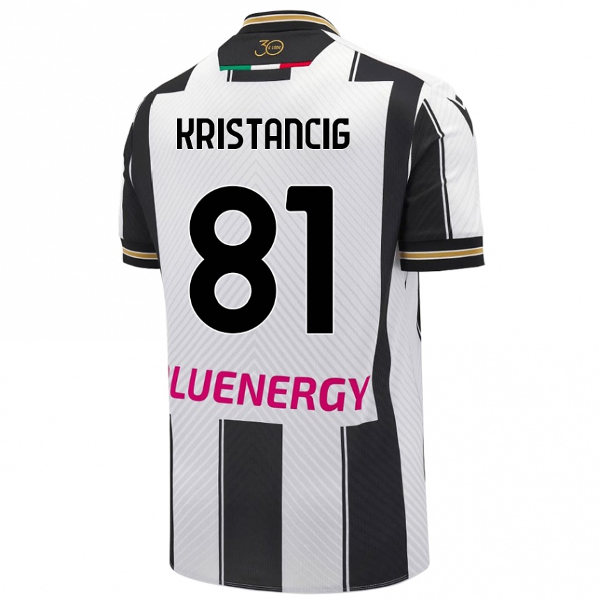גברים כדורגל Luca Kristancig #81 לבן שחור ג'רזי ביתית 2024/25