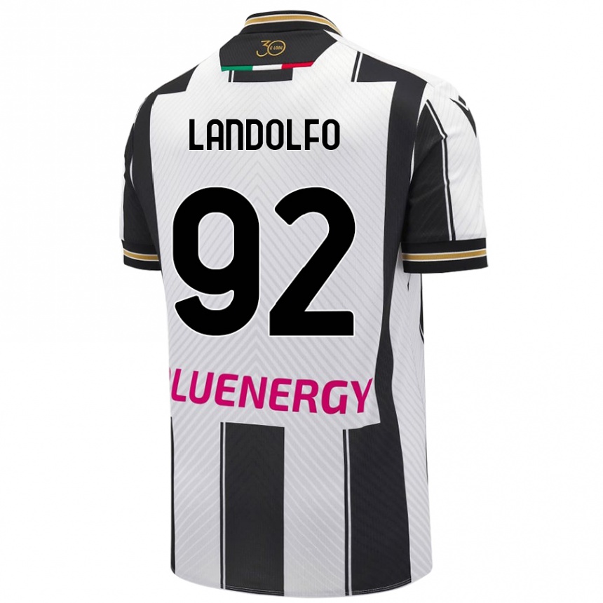 גברים כדורגל Tommaso Landolfo #92 לבן שחור ג'רזי ביתית 2024/25