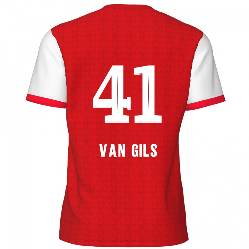 גברים כדורגל Mathis Van Gils #41 אדום לבן ג'רזי ביתית 2024/25