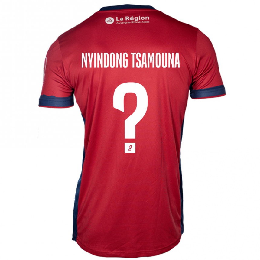 גברים כדורגל Jean Nyindong Tsamouna #0 בורדו בהיר ג'רזי ביתית 2024/25