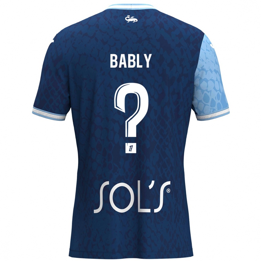 גברים כדורגל Emmanuel Bably #0 כחול שמיים כחול כהה ג'רזי ביתית 2024/25