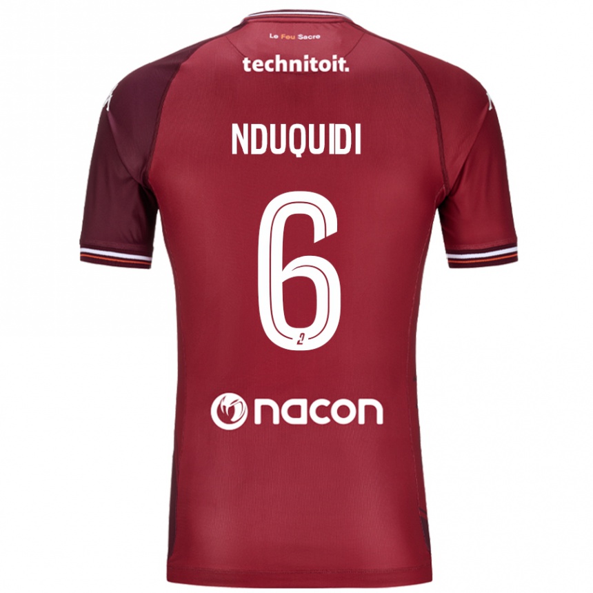 גברים כדורגל Joseph Nduquidi #6 גרנאטה אדומה ג'רזי ביתית 2024/25