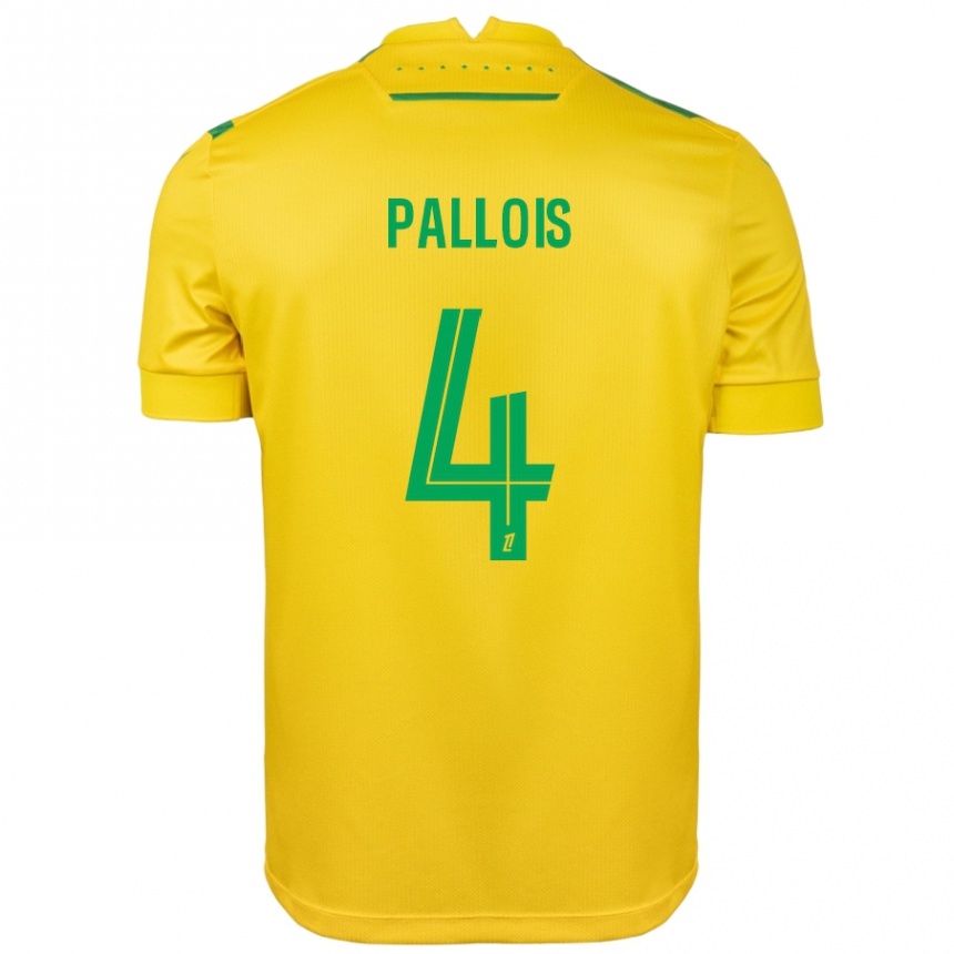 גברים כדורגל Nicolas Pallois #4 צהוב ירוק ג'רזי ביתית 2024/25