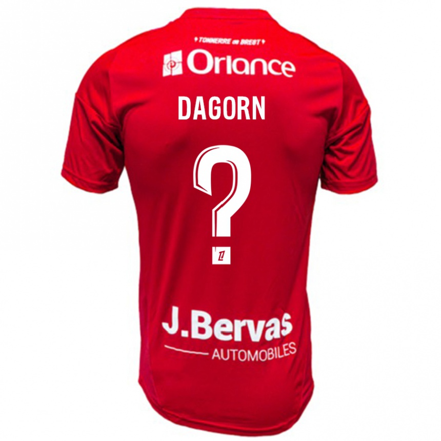 גברים כדורגל Maxime Dagorn #0 אדום לבן ג'רזי ביתית 2024/25