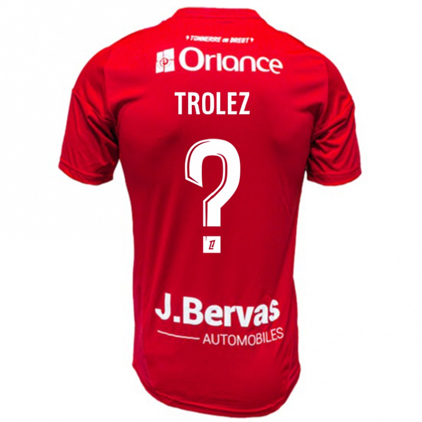 גברים כדורגל Loann Trolez #0 אדום לבן ג'רזי ביתית 2024/25