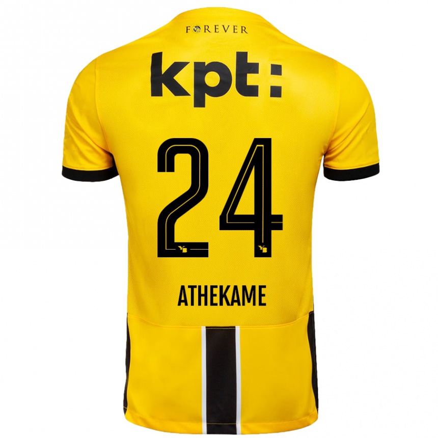 גברים כדורגל Zachary Athekame #24 צהוב שחור ג'רזי ביתית 2024/25