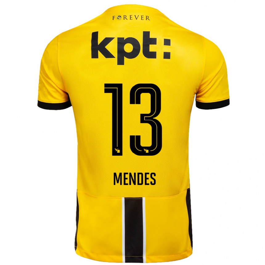 גברים כדורגל Daniel Mendes #13 צהוב שחור ג'רזי ביתית 2024/25