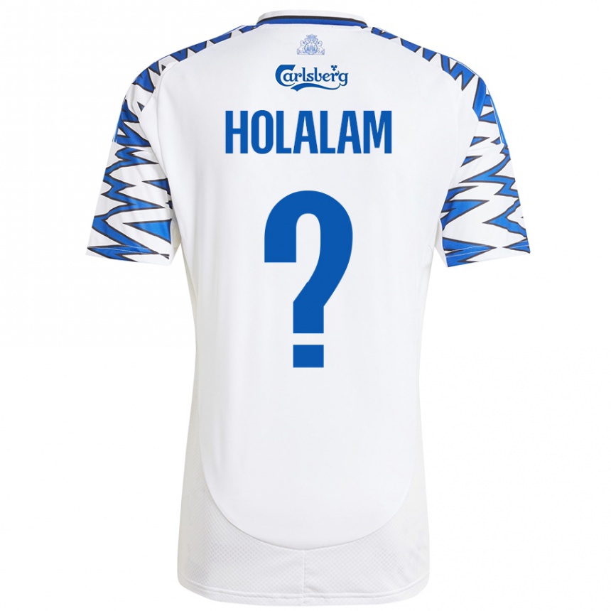 גברים כדורגל Ishaq Holalam #0 לבן כחול שמיים ג'רזי ביתית 2024/25