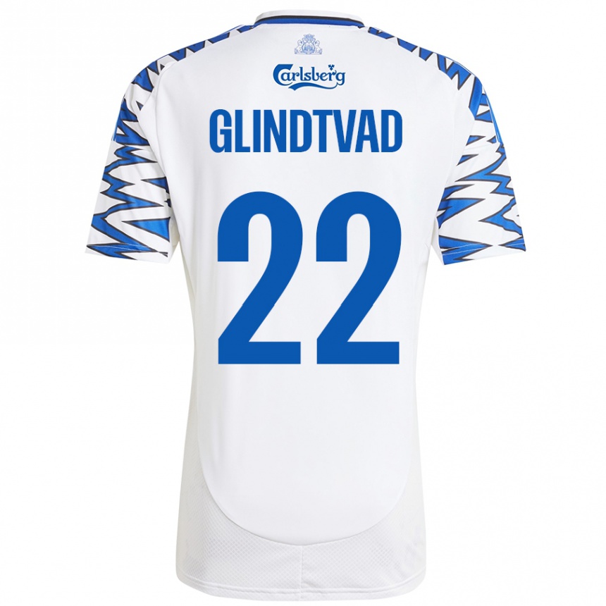 גברים כדורגל William Glindtvad #22 לבן כחול שמיים ג'רזי ביתית 2024/25