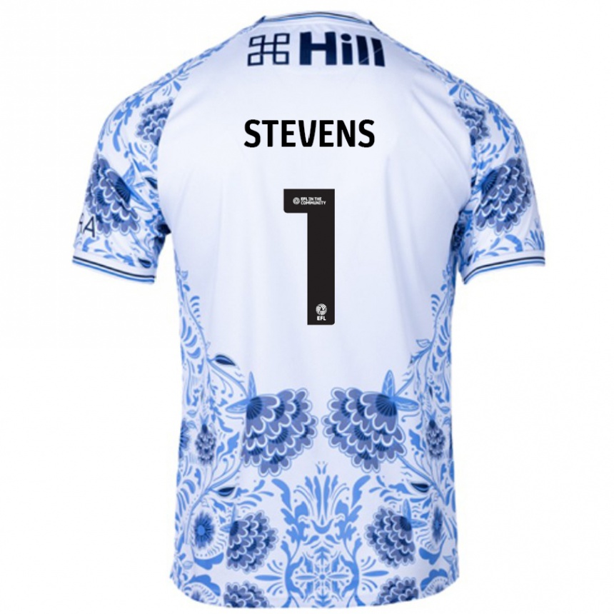 גברים כדורגל Jack Stevens #1 כחול לבן הרחק ג'רזי 2024/25