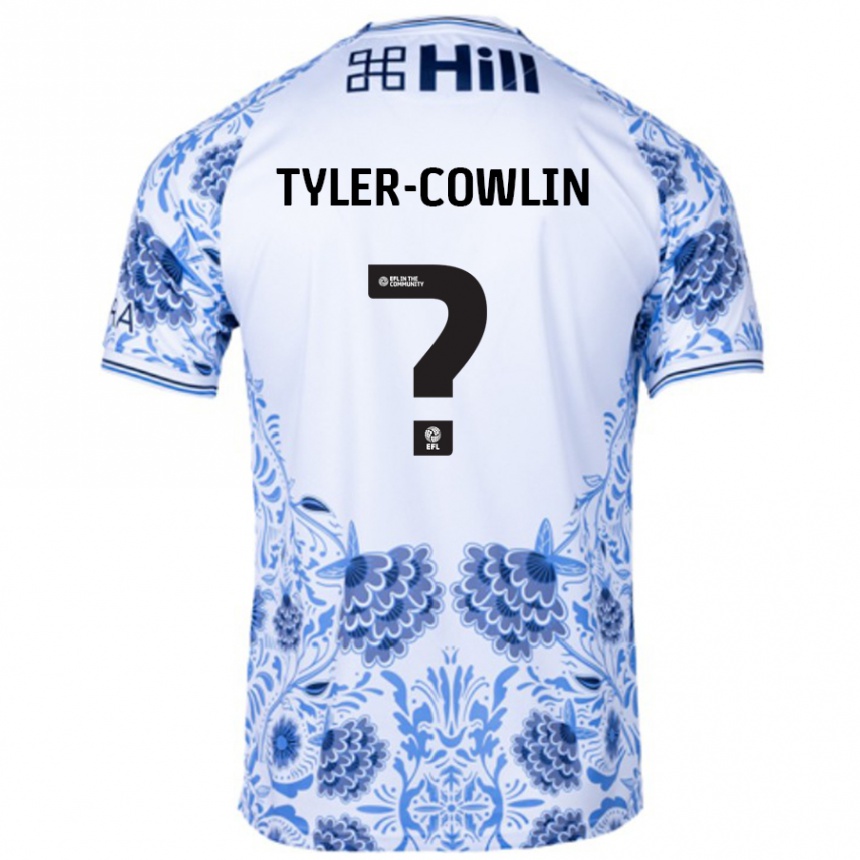 גברים כדורגל Danny Tyler-Cowlin #0 כחול לבן הרחק ג'רזי 2024/25