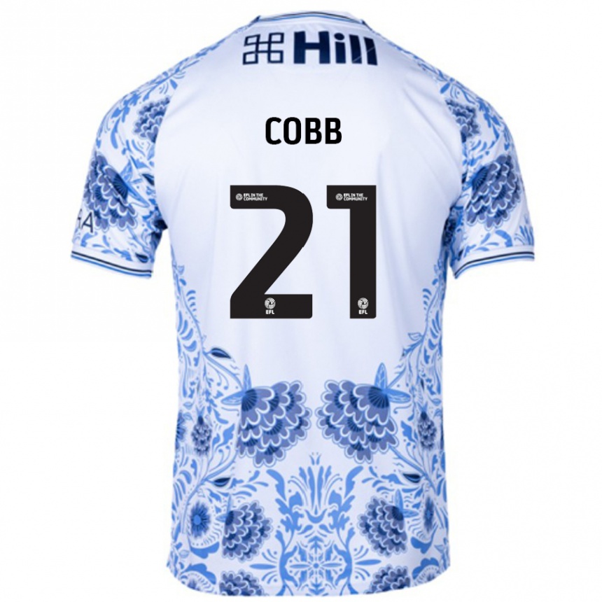 גברים כדורגל Serena Cobb #21 כחול לבן הרחק ג'רזי 2024/25