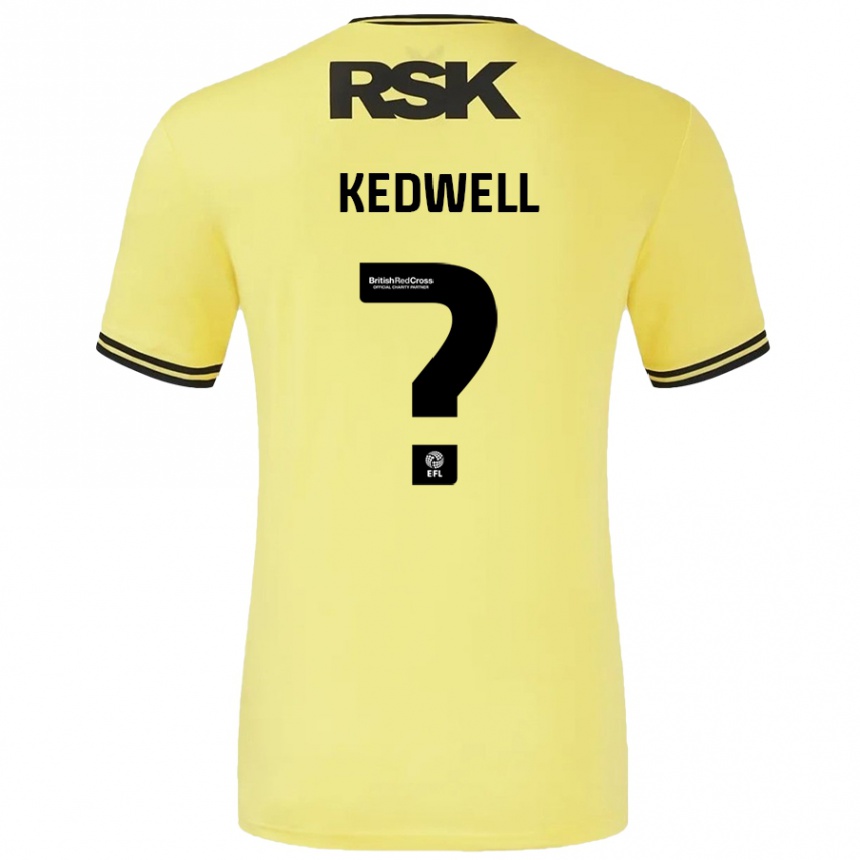 גברים כדורגל Harvey Kedwell #0 צהוב שחור הרחק ג'רזי 2024/25