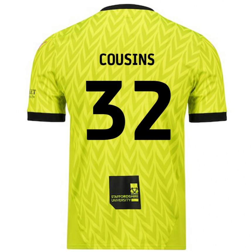 גברים כדורגל Logan Cousins #32 ירוק פלורסנט הרחק ג'רזי 2024/25