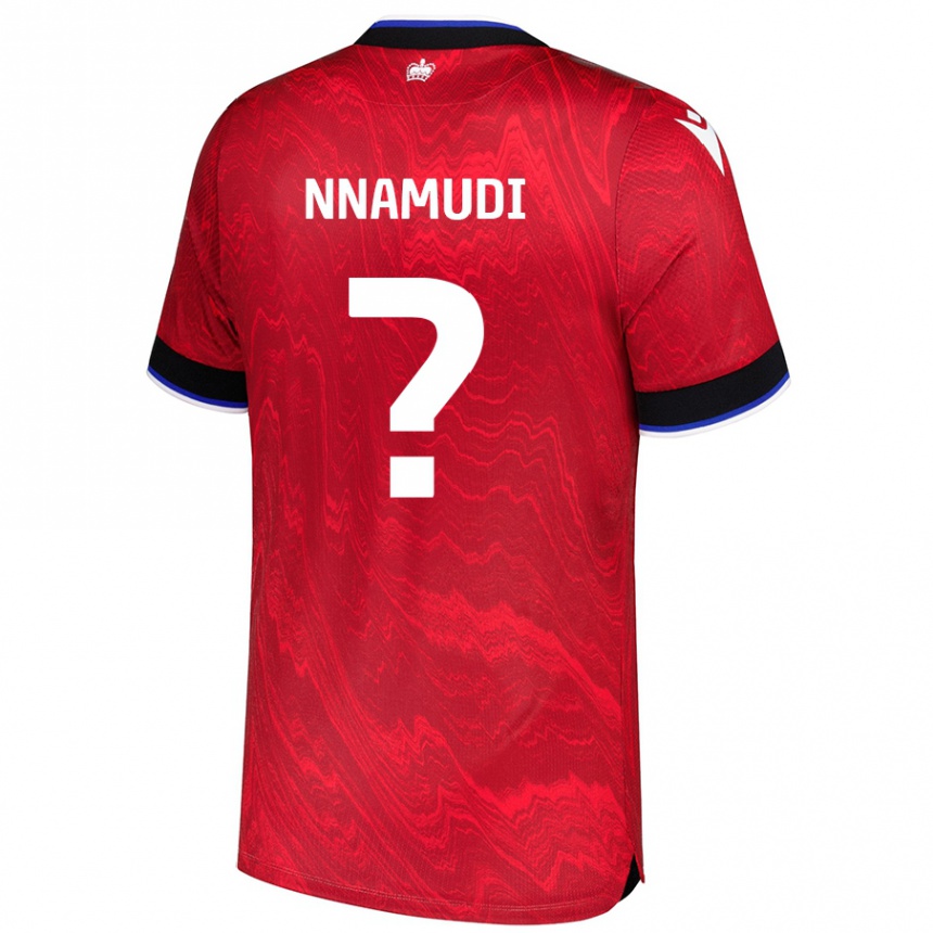 גברים כדורגל Denim Nnamudi #0 אדום שחור הרחק ג'רזי 2024/25