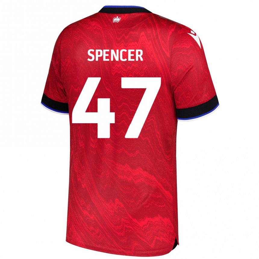 גברים כדורגל Shay Spencer #47 אדום שחור הרחק ג'רזי 2024/25