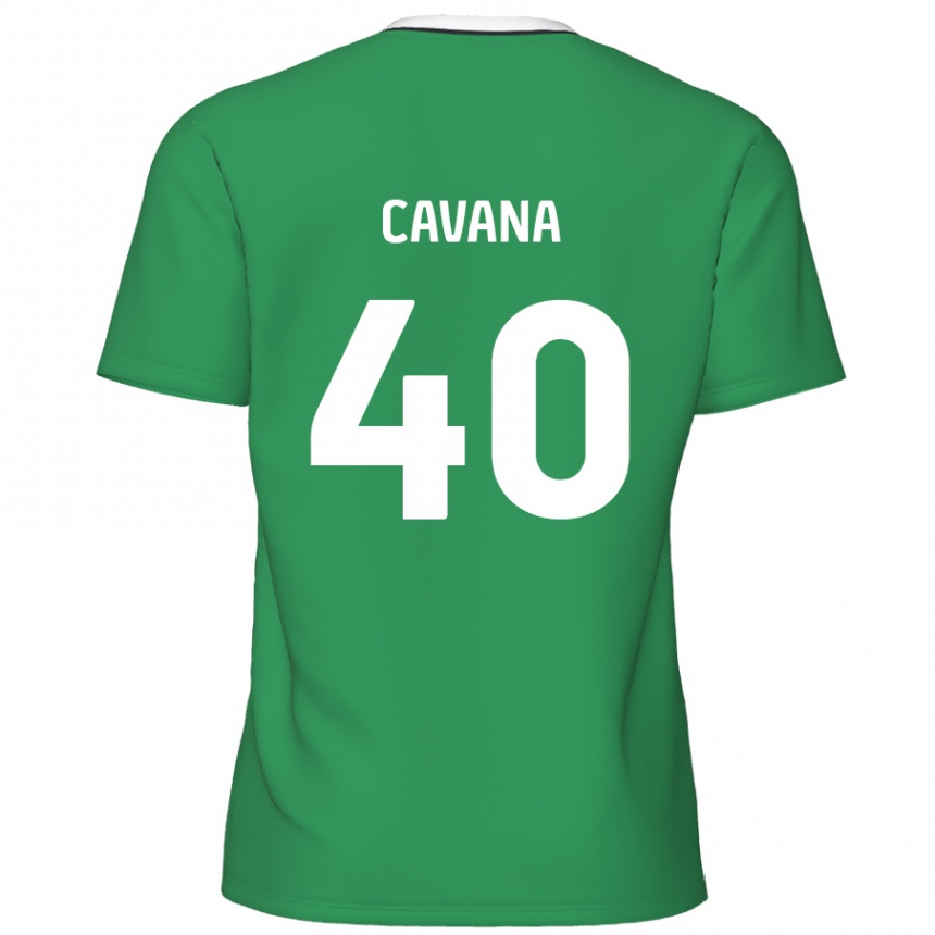 גברים כדורגל Max Cavana #40 פסים ירוקים לבנים הרחק ג'רזי 2024/25