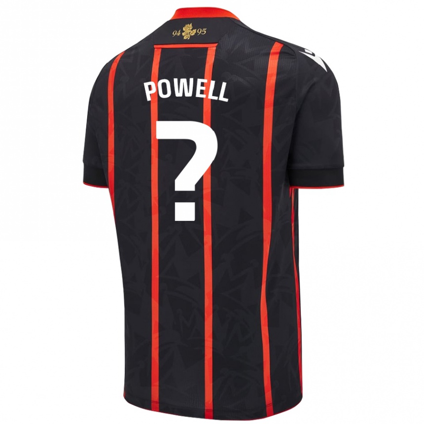 גברים כדורגל Brandon Powell #0 שחור אדום הרחק ג'רזי 2024/25