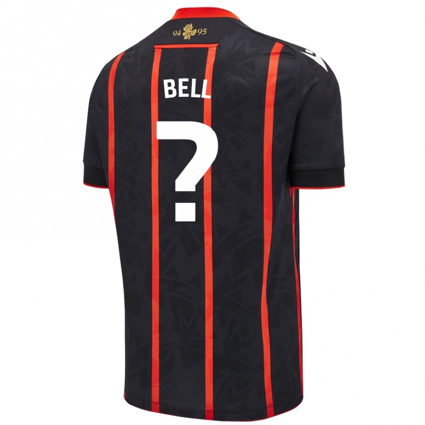 גברים כדורגל Lewis Bell #0 שחור אדום הרחק ג'רזי 2024/25