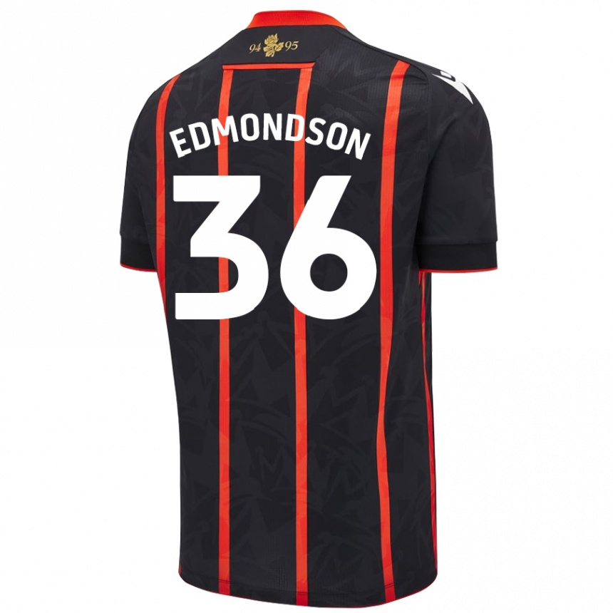 גברים כדורגל James Edmondson #36 שחור אדום הרחק ג'רזי 2024/25