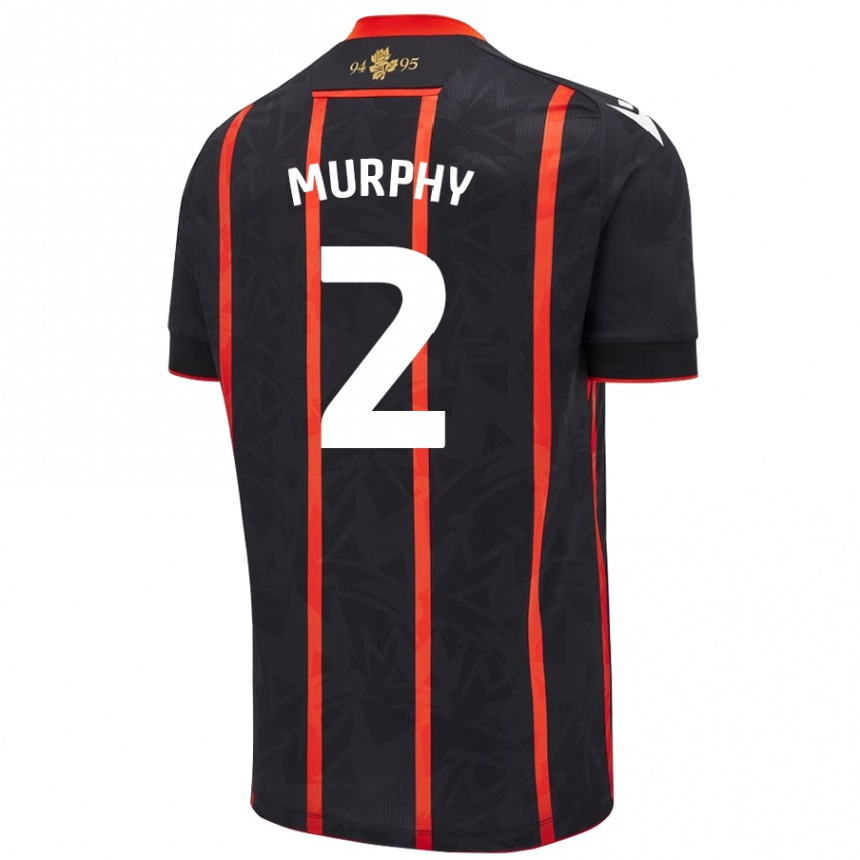 גברים כדורגל Niamh Murphy #2 שחור אדום הרחק ג'רזי 2024/25