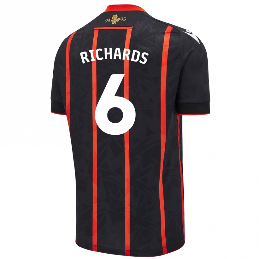 גברים כדורגל Jade Richards #6 שחור אדום הרחק ג'רזי 2024/25