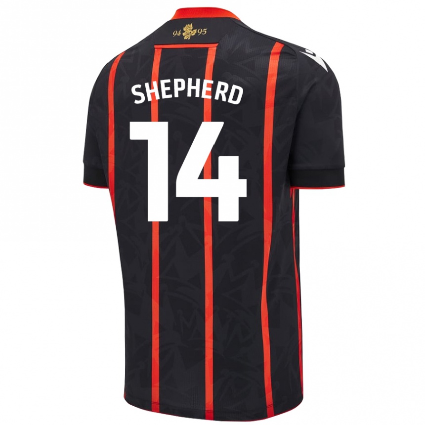 גברים כדורגל Lucy Shepherd #14 שחור אדום הרחק ג'רזי 2024/25
