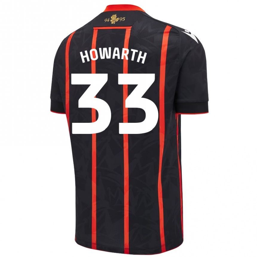 גברים כדורגל Taylor Howarth #33 שחור אדום הרחק ג'רזי 2024/25