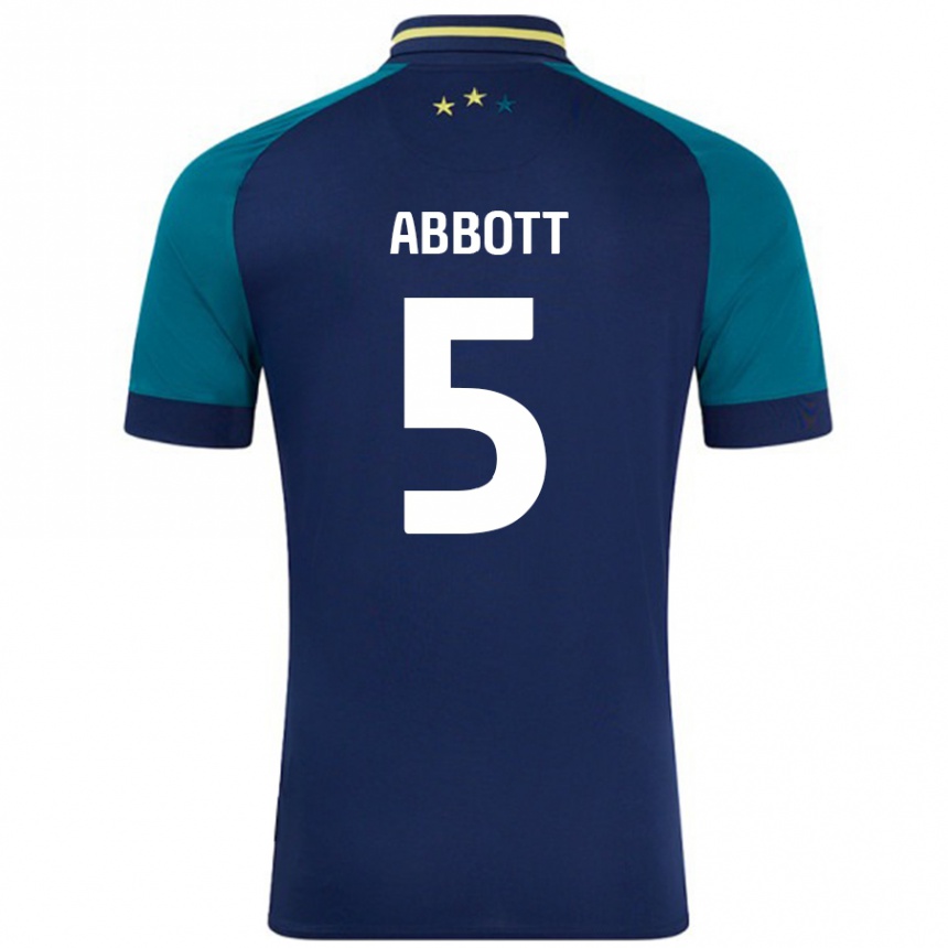 גברים כדורגל Vicky Abbott #5 נייבי ירוק כהה הרחק ג'רזי 2024/25