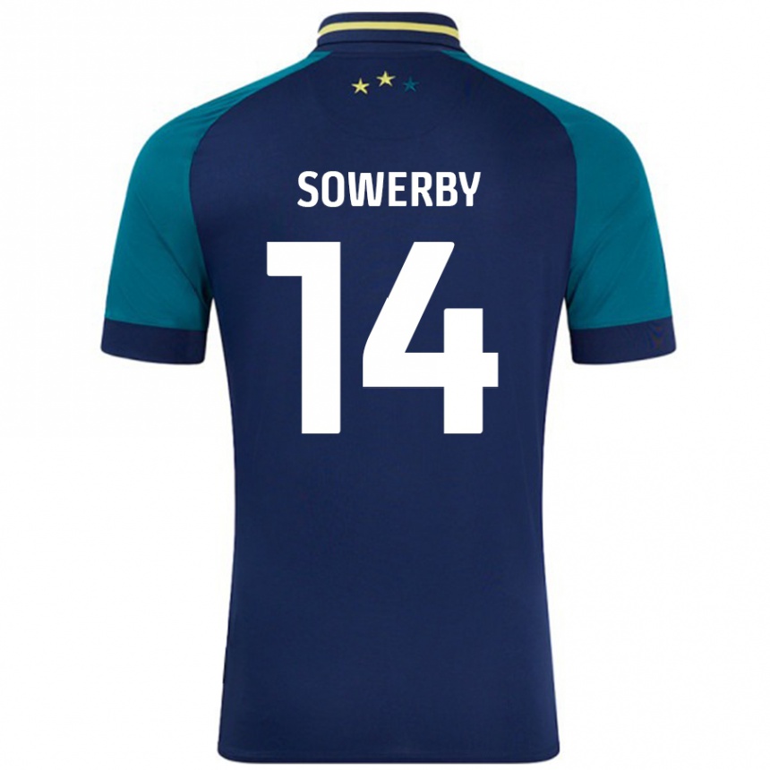 גברים כדורגל Lucy Sowerby #14 נייבי ירוק כהה הרחק ג'רזי 2024/25