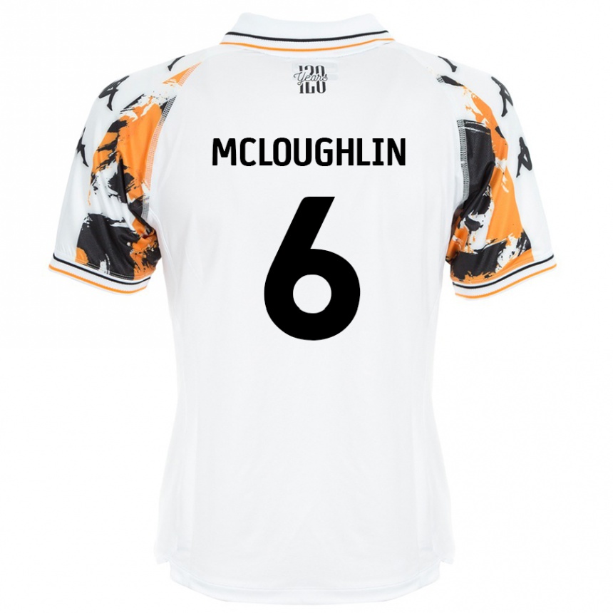 גברים כדורגל Sean Mcloughlin #6 לָבָן הרחק ג'רזי 2024/25