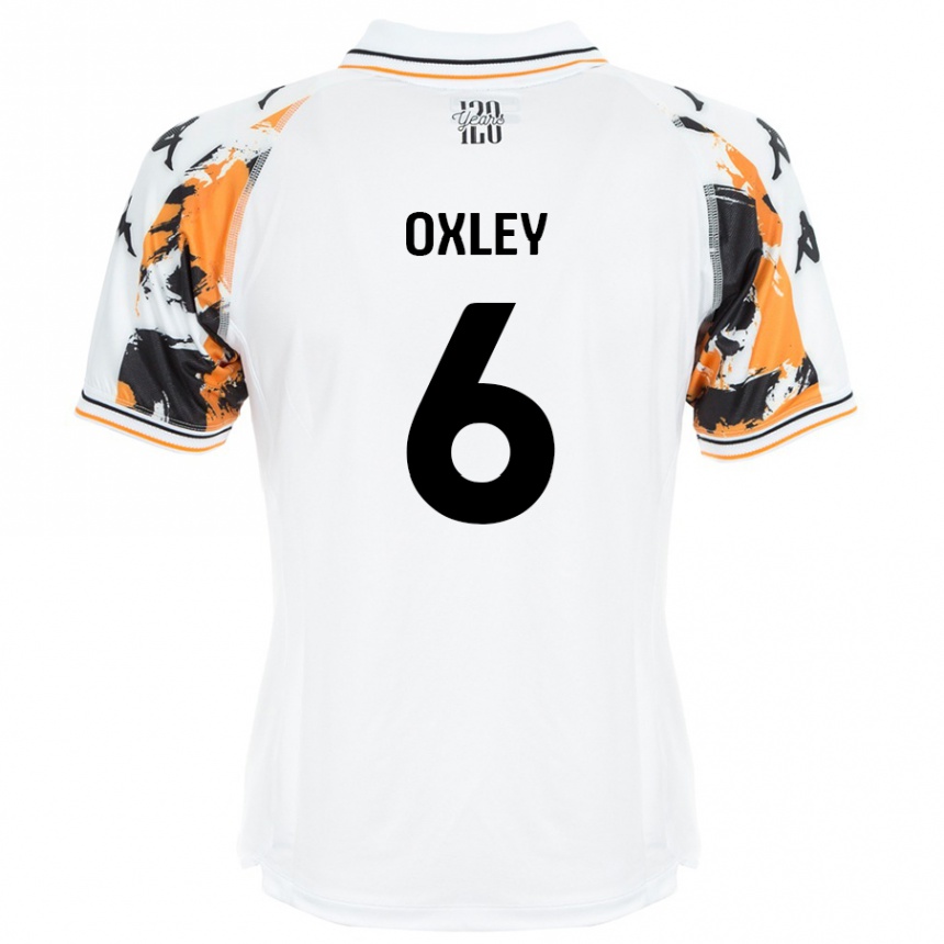 גברים כדורגל Tilly Oxley #6 לָבָן הרחק ג'רזי 2024/25