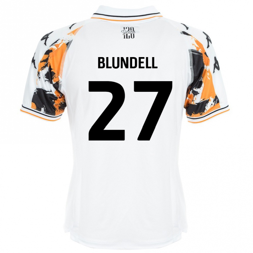 גברים כדורגל Maddie Blundell #27 לָבָן הרחק ג'רזי 2024/25