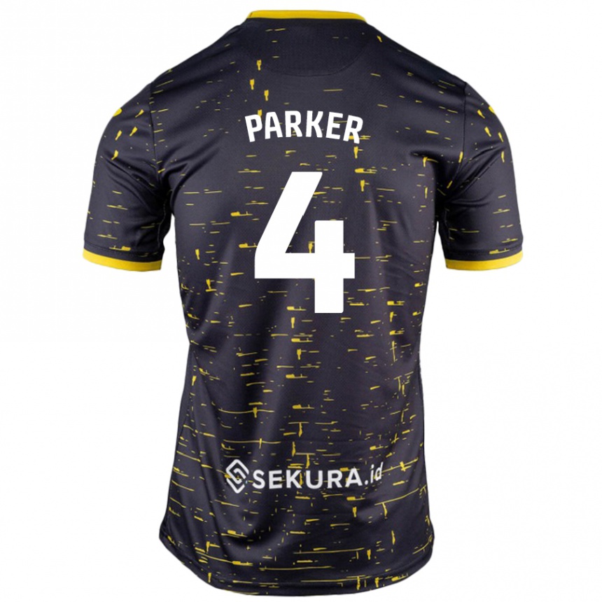 גברים כדורגל Alice Parker #4 שחור צהוב הרחק ג'רזי 2024/25