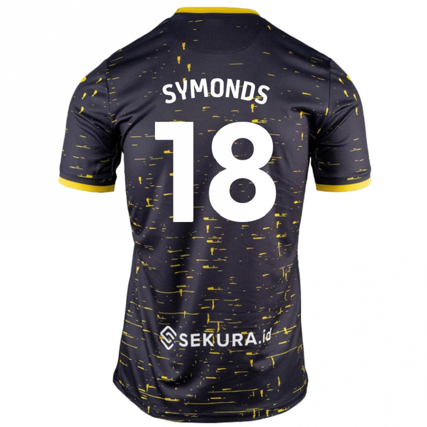 גברים כדורגל Freya Symonds #18 שחור צהוב הרחק ג'רזי 2024/25