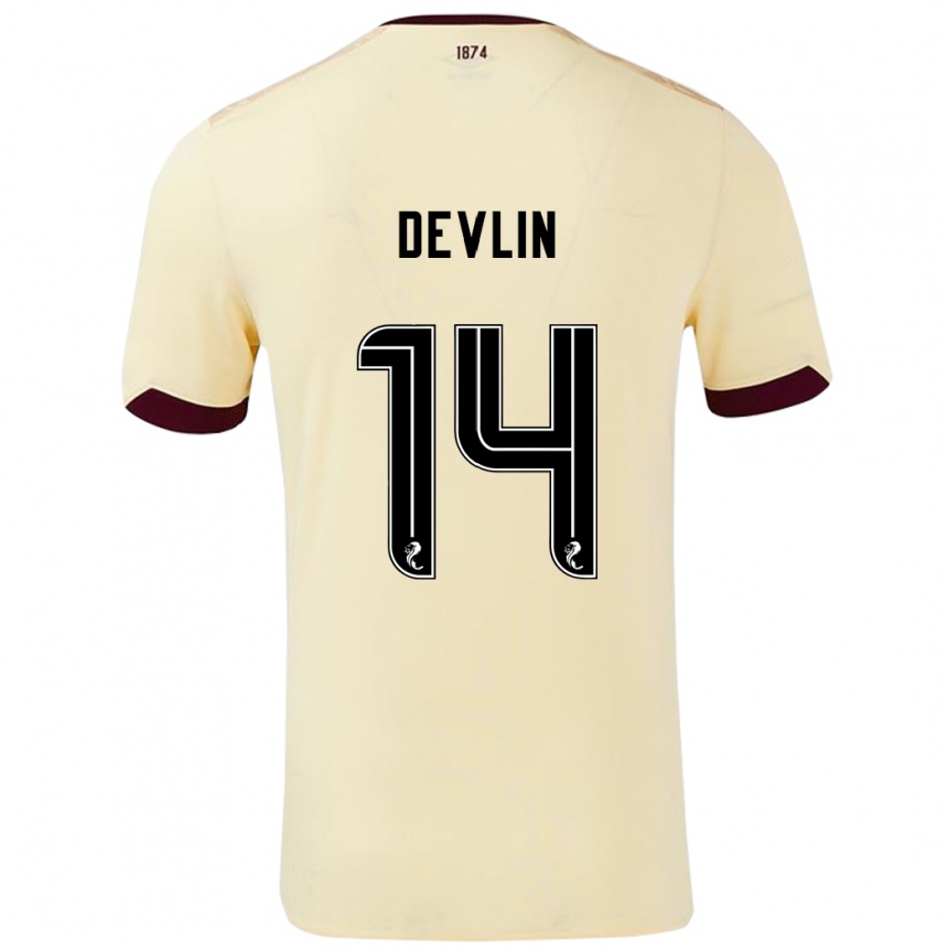 גברים כדורגל Cammy Devlin #14 קרם בורדו הרחק ג'רזי 2024/25