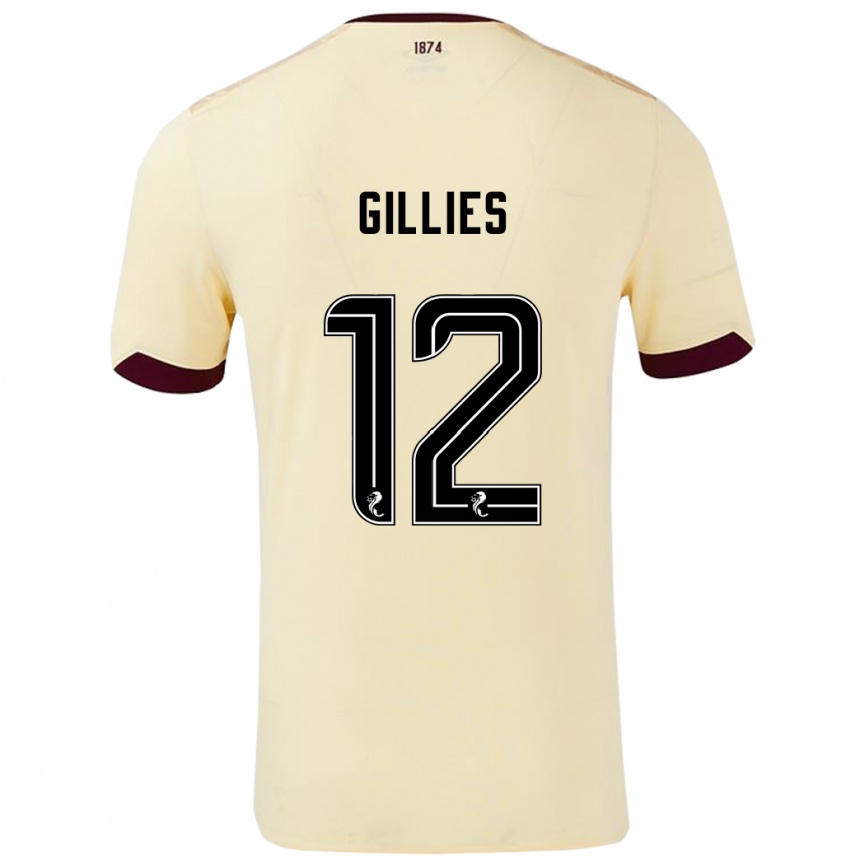 גברים כדורגל Matthew Gillies #12 קרם בורדו הרחק ג'רזי 2024/25