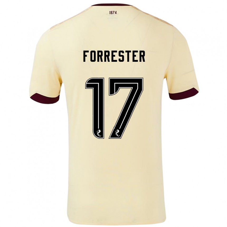 גברים כדורגל Adam Forrester #17 קרם בורדו הרחק ג'רזי 2024/25
