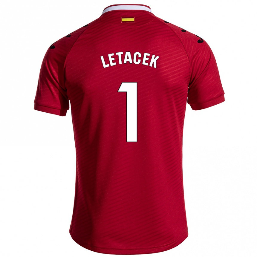 גברים כדורגל Jiri Letacek #1 אדום כהה הרחק ג'רזי 2024/25