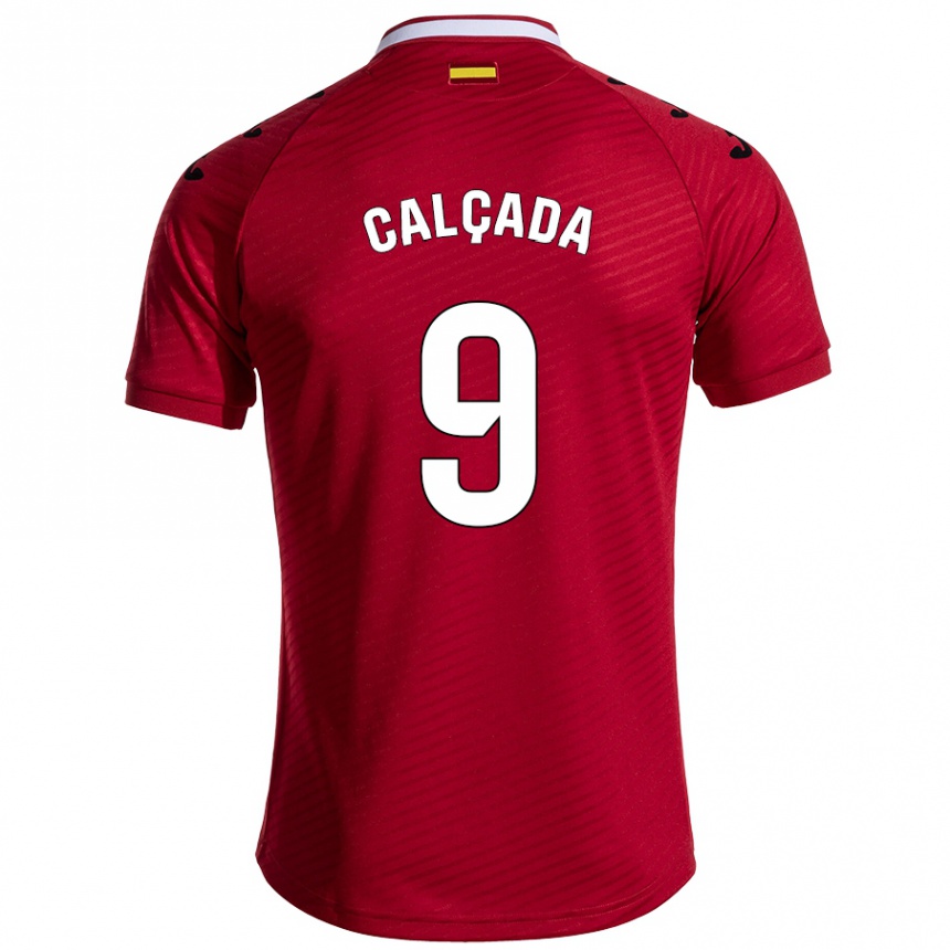 גברים כדורגל Gonzalo Calçada #9 אדום כהה הרחק ג'רזי 2024/25